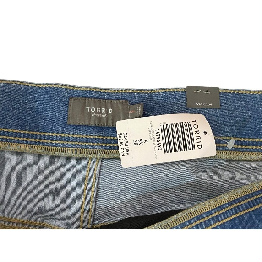 Torrid Womens Plus Size Denim Shorts 5X NWT Medium Wash 5-Pocket Stretch Casual - Picture 4 of 5